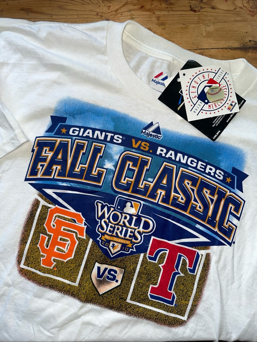 NWT San Francisco Giants Texas Rangers 2010 World Series Tee Large MLB New Shirt